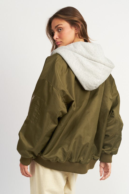 Bomber Jacket w/ Hoodie