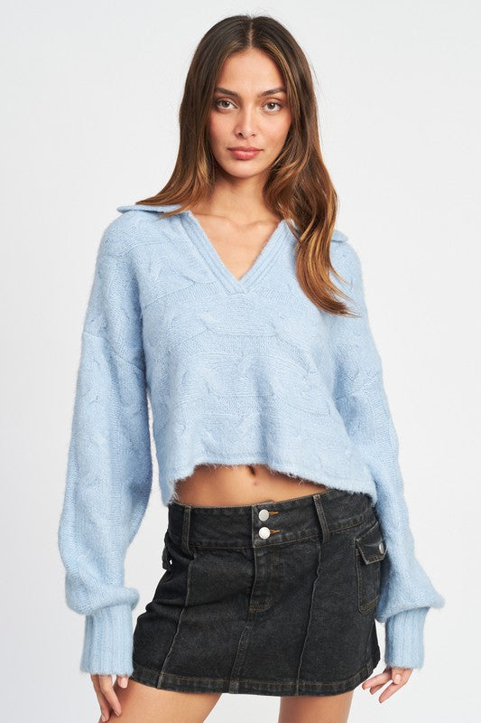 Collared Cable Knit Boxy