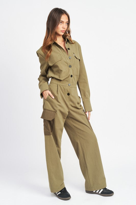 Bottom Down Cargo Jumpsuit