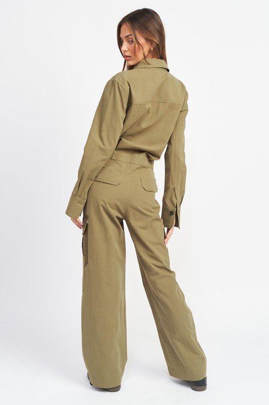 Bottom Down Cargo Jumpsuit