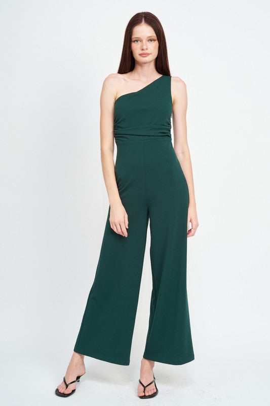 Wide Leg One Shoulder Jumpsuit