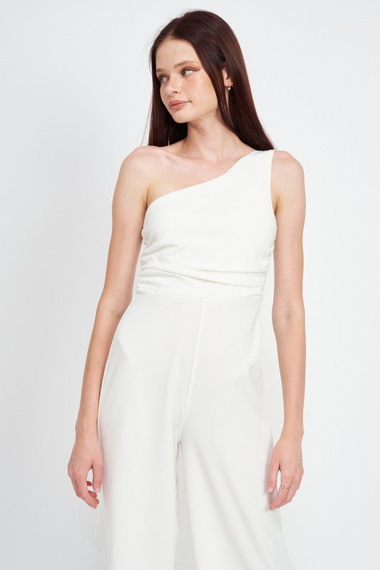 Wide Leg One Shoulder Jumpsuit