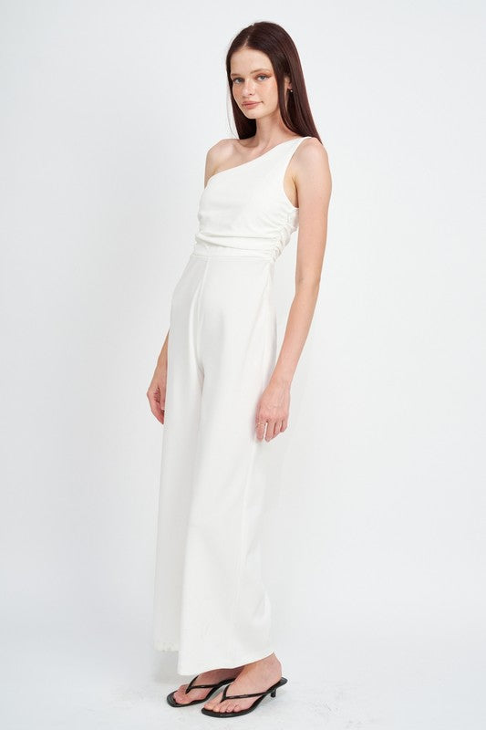 Wide Leg One Shoulder Jumpsuit